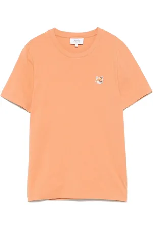 Maison Kitsuné Top, Dame, , S, Beige Crew Neck Short Sleeves T-shirt