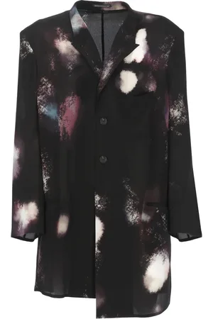 YOHJI YAMAMOTO Skjorte, Herre, Flerfarvet, L, Sort Silkejakke Peak Revers