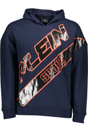 Philipp Plein Sweathshirts & Hoodies, Herre, Blå, L, Blå hættetrøje med lange ærmer og logo