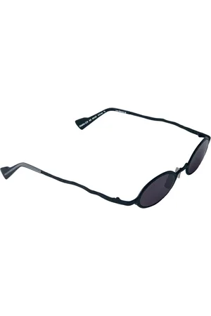 KUBORAUM Tilbehør, unisex, Sort, ONE SIZE, Oval Metal Solbriller Klar Linser Italien
