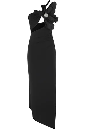 AMEN Kjole, Dame, Sort, XS, Uld, Sort Blomstret Jersey Kjole