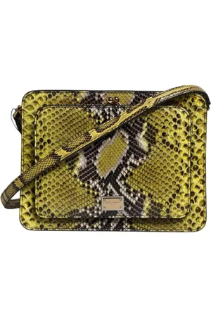 Dolce & Gabbana Taske, Dame, Gul, ONE SIZE, Læder, Grøn eksotisk læder Crossbody Clutch Taske