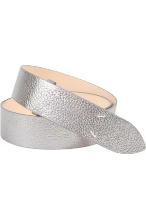 Maison Margiela Tilbehør, Dame, Grå, 70 CM, Læder, Grå Metallic Læder Elegant Bælte