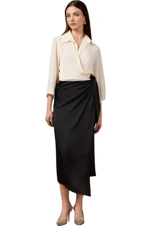 Oltre Kjole, Dame, Sort, 4XL, Polyester, To-farvet kjole med omslagsnederdel
