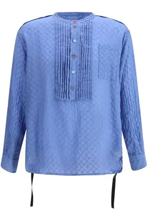 UNDERCOVER Bluser & Skjorter, Herre, Blå, 2XS, Bomuld, Silkebluse med Multifarvede Knapper
