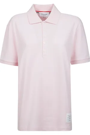 Thom Browne Top, Herre, Lyserød, M, Bomuld, Polo med korte ærmer og knaplukning