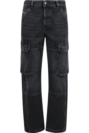 Diesel Jeans, Dame, Sort, W28, Bomuld, Cargo Jeans med Medium Talje Design