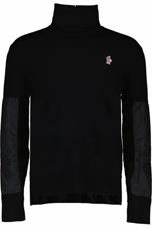Moncler Strik, Herre, Sort, S, Uld, Stilfuldt Strik til Moderne Udseende