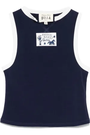 Frankies Bikinis Top, Dame, Blå, XS, Navy Ærmeløs Top med Logo Patch