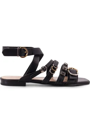 Pinko Sko, Dame, Sort, 39 EU, Læder, Sorte Sandaler med Justerbare Stropper