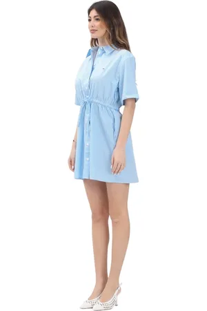 Tommy Hilfiger Kjole, Dame, Blå, XS, Stribet Blå Kort Kjole