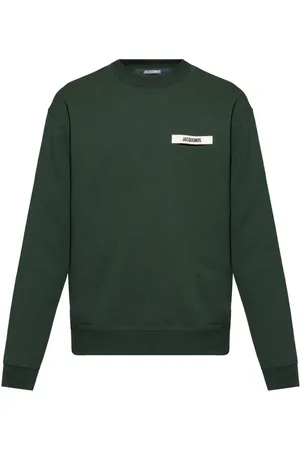 Jacquemus Sweathshirts & Hoodies, Herre, Grøn, S, Grøn Logo Sweater Crew Neck