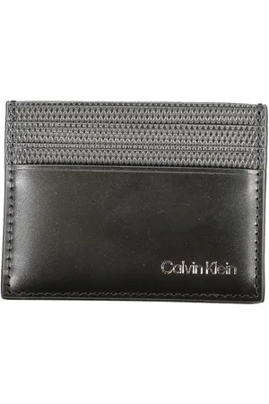 Calvin Klein Tilbehør, Herre, Sort, ONE SIZE, Læder, Sort Læder Pung med Kortholder