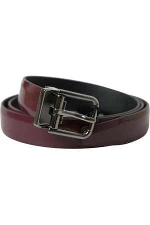 Dolce & Gabbana Tilbehør, unisex, Rød, 90 CM, Læder, Elegant Bordeaux Læderbælte med Metal Spænde