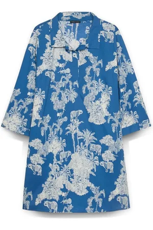 Fiorella rubino Kjole, Dame, Blå, XL, Bomuld, Kjole med jungleprint