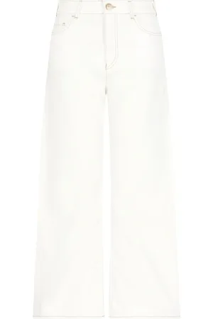 Emporio Armani Jeans, Dame, Hvid, W25, Bomuld, Creme Hvid Bomuld Jeans med Kontrast Syning