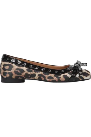 Ganni Sko, Dame, Flerfarvet, 40 EU, Leopard Print Ballerina Flats with Bow