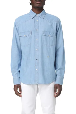 Jacob Cohen Skjorte, Herre, Blå, XL, Denim, Afslappet langærmet denim skjorte