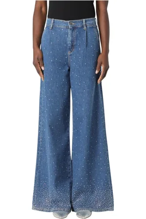 Liu Jo Jeans, Dame, Blå, W26, Flare High Waist Jeans med Strass