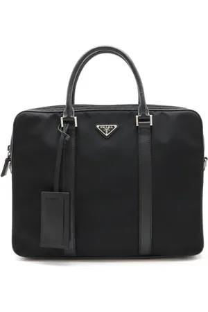 Prada Pre-owned, Herre, Sort, ONE SIZE, Læder, Pre-owned Canvas dokumentmapper