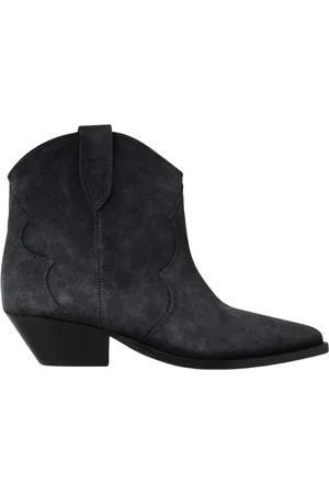 Isabel Marant Sko, Dame, Sort, 36 EU, Læder, Sort Ruskind Cowboy Ankelstøvler