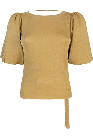 Liu Jo Bluser & Skjorter, Dame, Gul, S, Uld, Glitrende Ballonærme Sweater