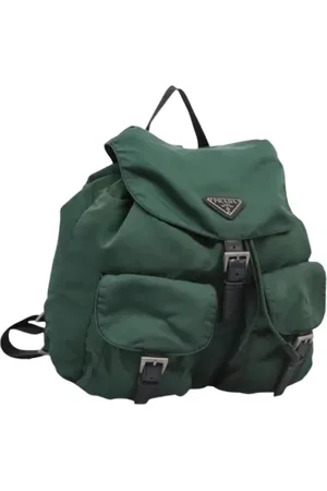 Prada Pre-owned, Dame, Grøn, ONE SIZE, Nylon, Pre-owned nylon rygsaekke