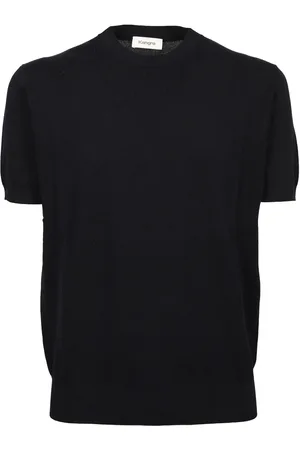 KANGRA CASHMERE Strik, Herre, Blå, XL, Bomuld, Blå Bomuld T-shirt