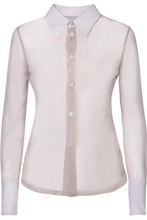 Maison Margiela Bluser & Skjorter, Dame, Lyserød, XS, Bomuld, Pointed Collar Button-Up Shirt