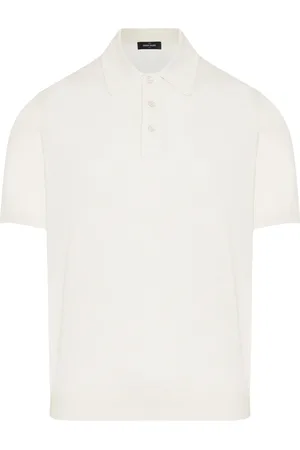 Gran Sasso Top, Herre, Hvid, XL, Luksus Silke Polo Skjorte Produceret i Italien