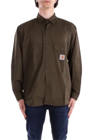 Carhartt Skjorte, Herre, Grøn, M, Bomuld, Logo Front Pocket Button Front Shirt