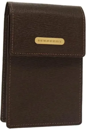 Burberry Pre-owned, Dame, Brun, ONE SIZE, Tyl, Pre-owned Laeder pouches