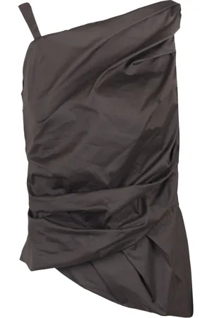 LIVIANA CONTI Top, Dame, Sort, M, Bomuld, Asymmetrisk Poplin Top med Drapering