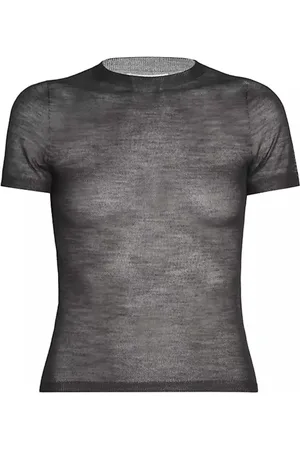 Acne Studios Strik, Dame, Sort, S, Uld, Gennemsigtig Strik Sort Sweater Aw24