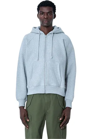 STUSSY Sweathshirts & Hoodies, Herre, Grå, M, Bomuld, Hættetrøje med lynlås