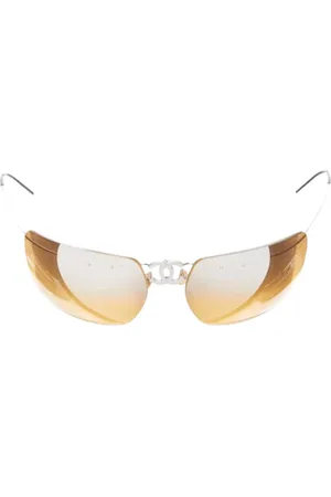CHANEL Pre-owned, Dame, Gul, ONE SIZE, Tyl, Pre-owned Metal solbriller