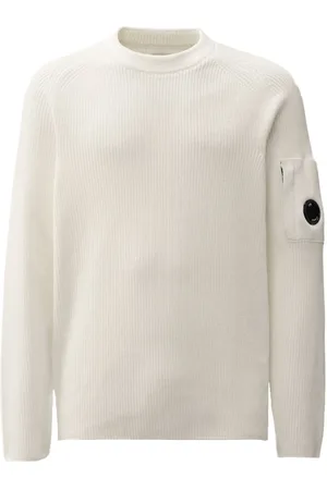 C.P. Company Strik, Herre, Hvid, L, Bomuld, Klassisk Crew Neck Striktrøje