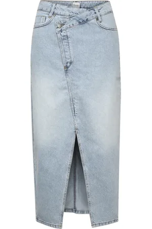 My Essential Wardrobe Nederdel, Dame, Blå, 2XL, Uld, MWLouis Wrap Maxi Skirt