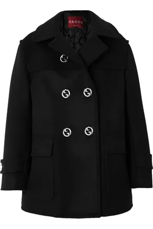 Gucci Frakke, Dame, Sort, XS, Uld, Dobbeltspændt uldfrakke