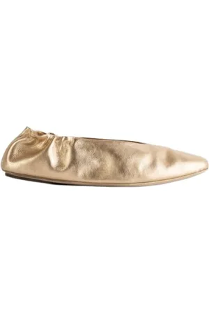 MARSÈLL Sko, Dame, Gul, 36 EU, Uld, Guld Læder Ballerina Elastisk Hæl