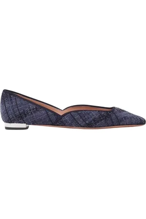 Aquazzura Sko, Dame, Blå, 36 1/2 EU, Uld, Blå Ballet Flats Lav Hæl SpidseTå