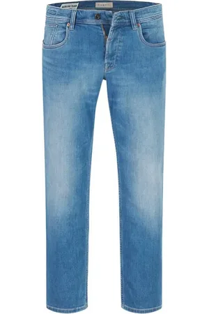 Bugatti Jeans, Herre, Blå, W33 L34, Bomuld, Blå elastiske herrejeans med slidt effekt