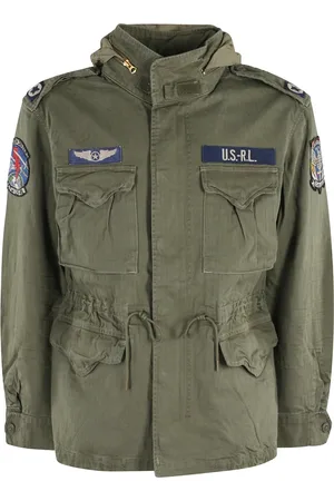 Ralph Lauren Jakke, Herre, Grøn, M, Bomuld, Militærgrøn Jakke med Hætte