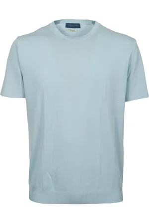 Daniele Fiesoli Top, Herre, Blå, L, Bomuld, Blå Bomuld Crepe T-shirt
