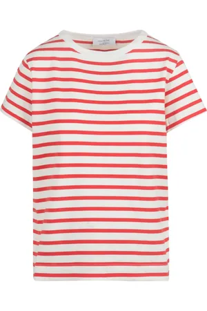 Daniele Fiesoli Top, Dame, Rød, M, Bomuld, Stribet bomulds T-shirt med rund hals
