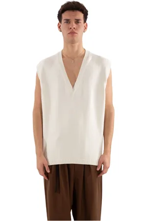 Seven Gauge Strik, Herre, Hvid, L, V-Neck Strikvest