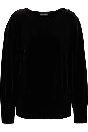 Emporio Armani Strik, Dame, Sort, S, Uld, Sort sweater med rund hals