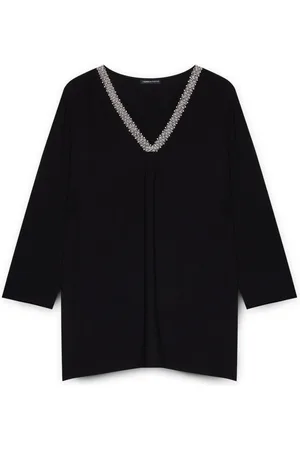 Fiorella rubino Bluser & Skjorter, Dame, Sort, XS, T-shirt lavet af Lenzing™ Ecovero™ viskose med broderi