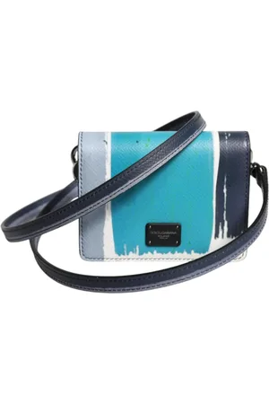 Dolce & Gabbana Taske, Herre, Blå, ONE SIZE, Læder, Multifarvet Læder Bifold Kortholder Pung