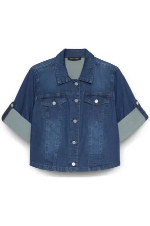 Fiorella rubino Jakke, Dame, Blå, 2XL, Denim, Kort blousonjakke lavet af let denim